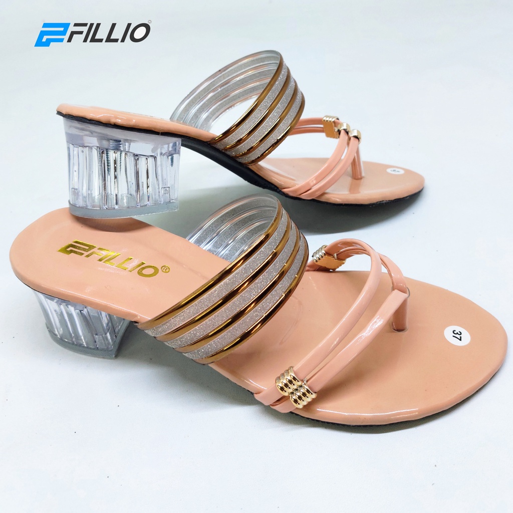 Sendal Heels Wanita Slip Fillioz 204 / Hak Kaca 5cm