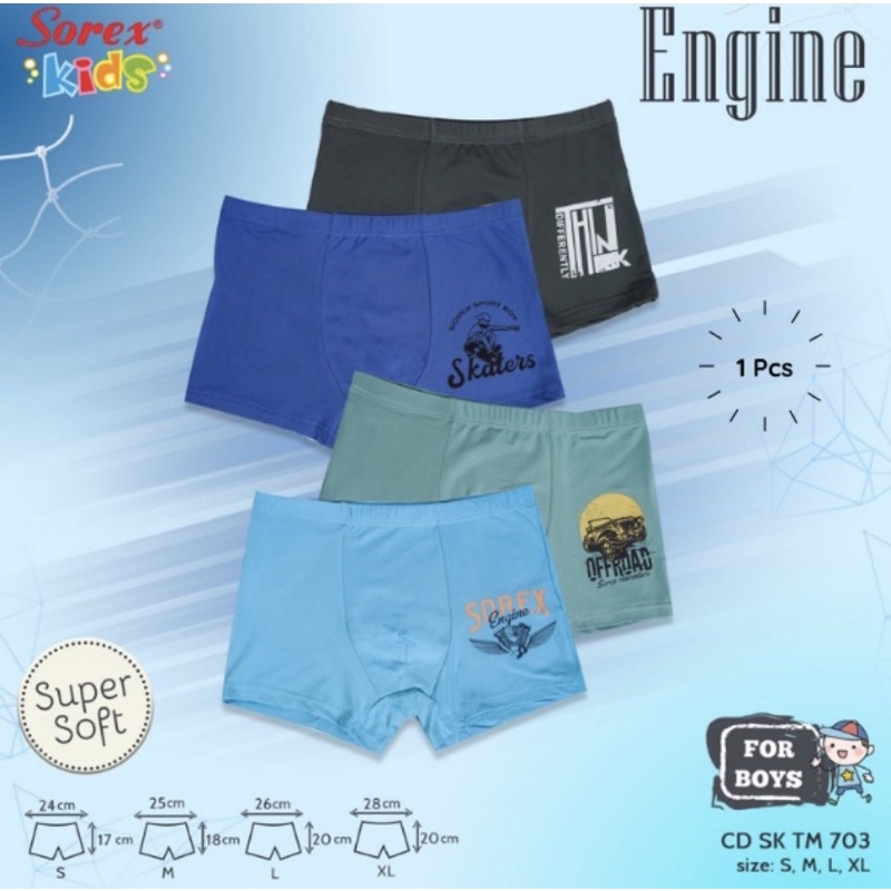 Celana Dalam CD Boxer Anak Cowok / Laki-laki Super Soft Sorex TM703