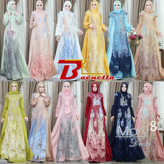 Maxi dress brukat mory 8 by baenetta / gamis pesta mewah