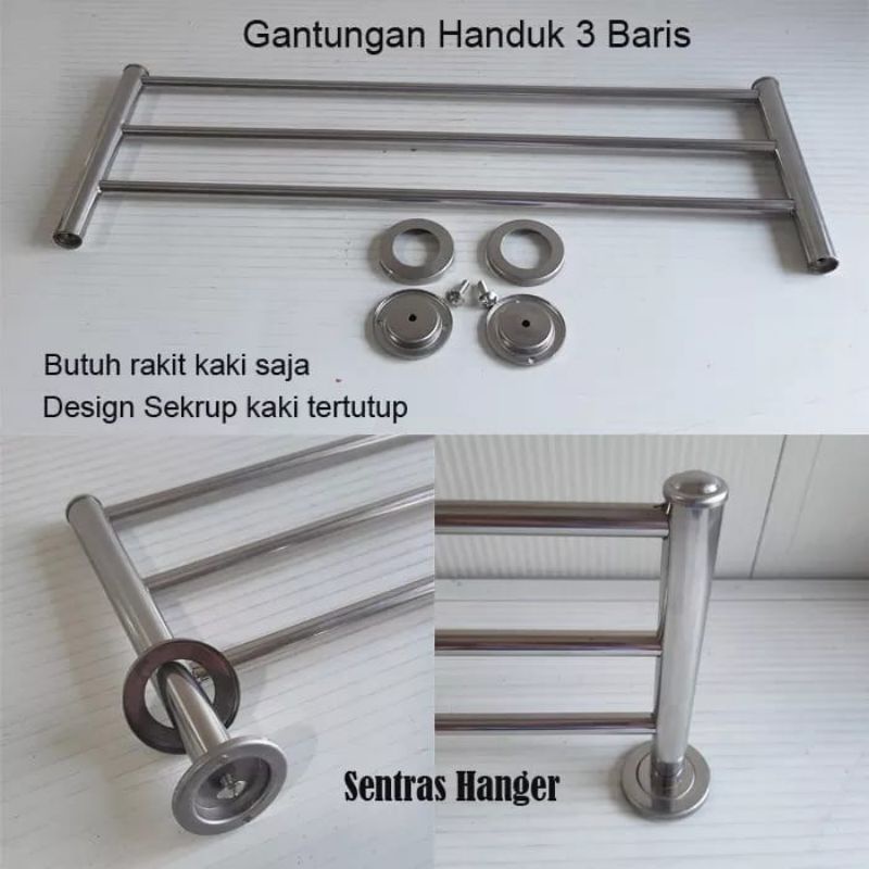 JEMURAN BAJU Ready 120cm 80cm 100cm / Gantungan handuk stenlis anti karat - Jemuran Pakaian kamar mandi dinding tempel