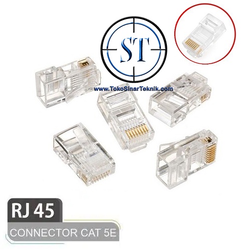 Konektor Jack RJ45 LAN Kabel Jaringan UTP 8 Pin Connector RJ-45 Cat5e / Cat6 Kuwalitas Standar Biasa BA-103 RJ-45