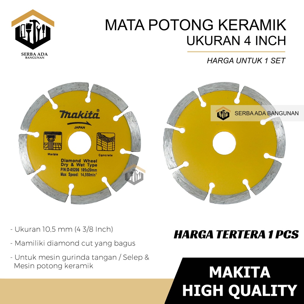 MATA POTONG KERAMIK 4&quot; INCHI MAKITA/MATA GURINDA GERINDA POTONG