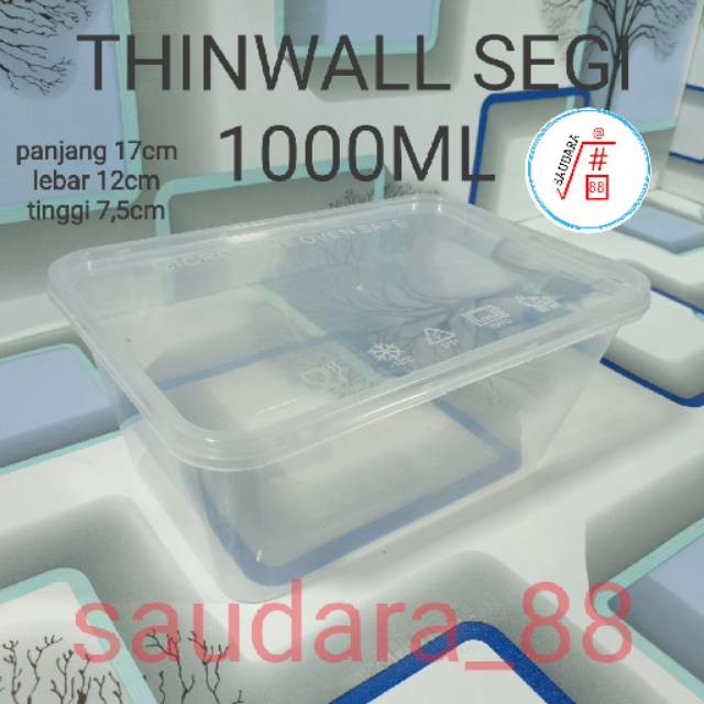 thinwall kotak 1000 ml 10pcs / toples kotak / box makanan cup plastik