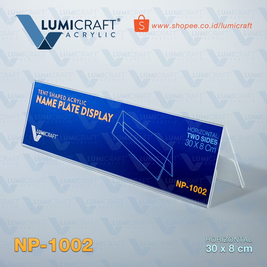 Acrylic Name Plate Display / Akrilik Papan Nama model Tenda ukuran 30 x 8 cm | Lumicraft NP-1002