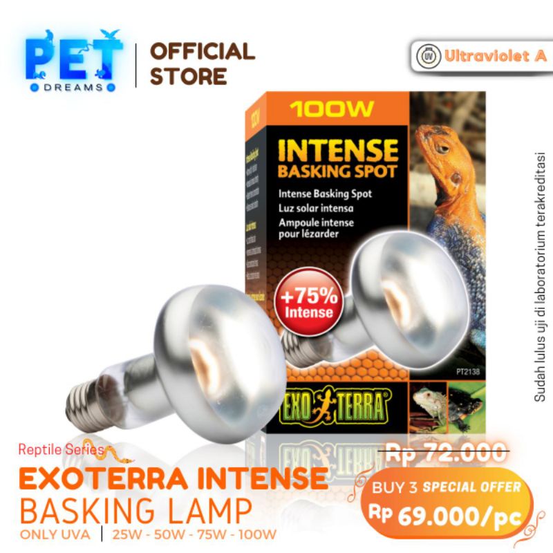 PROMO LAMPU UVA EXOTERRA BASKING INTENSE REPTIL SULCATA TORTO IGUANNA