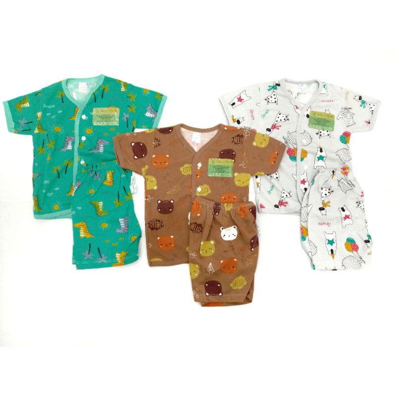 setelan pendek baby aruchi kancing depan/baju bayi