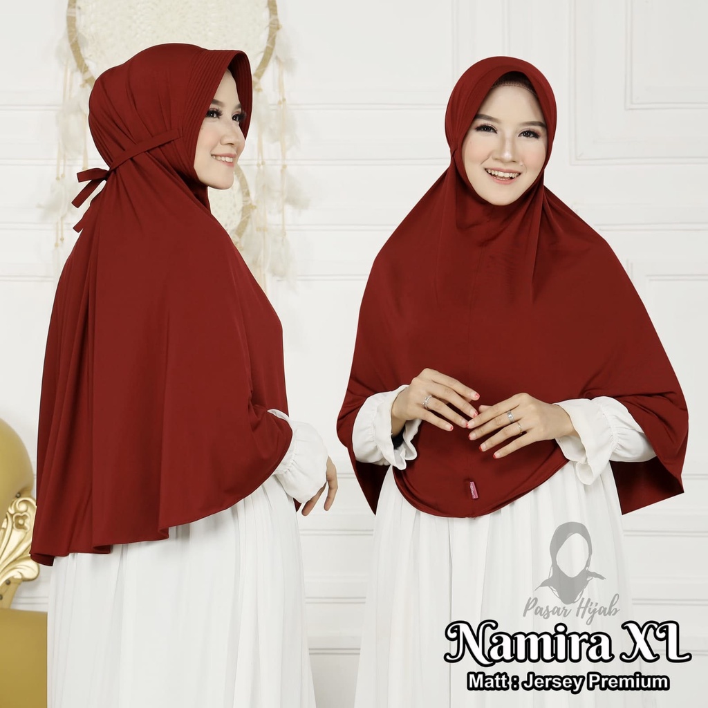 Hijab Instan Namira Size XL Jilbab Bergo Jersey Premium Terbaru Kerudung Jumbo Pasar Hija'b