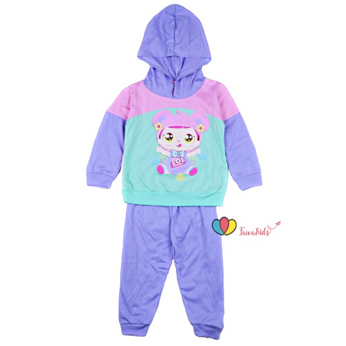 Piyama Chaca uk 7 10 Tahun Baju  Tidur  Karakter Kaos Lengan  Panjang  Setelan Hoodie Anak  Cewek 