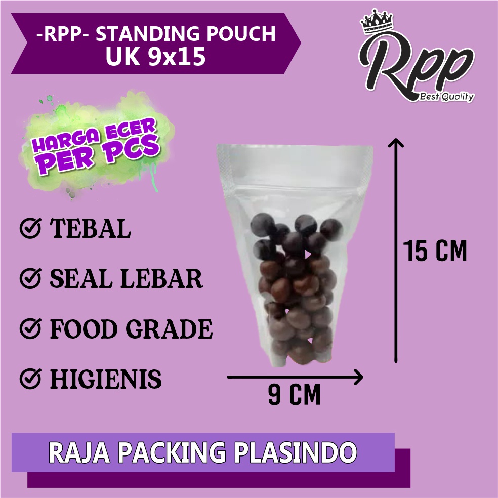 &lt;ecer&gt; Plastik standing pouch uk 9x15 tebal 0,1 Klip ziplock / plastik pudot / plastik cemilan snack