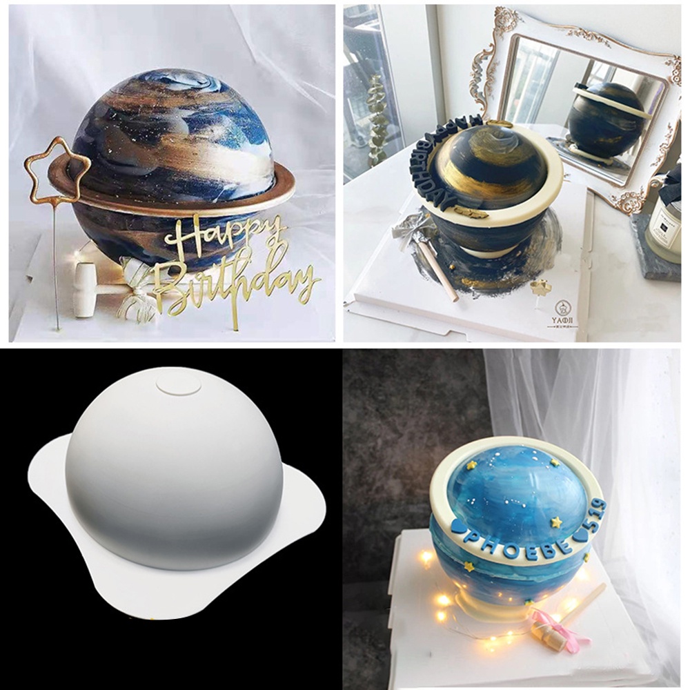 Cetakan Adonan Kue Desain Planet Setengah Bola Bahan Silikon Model DIY