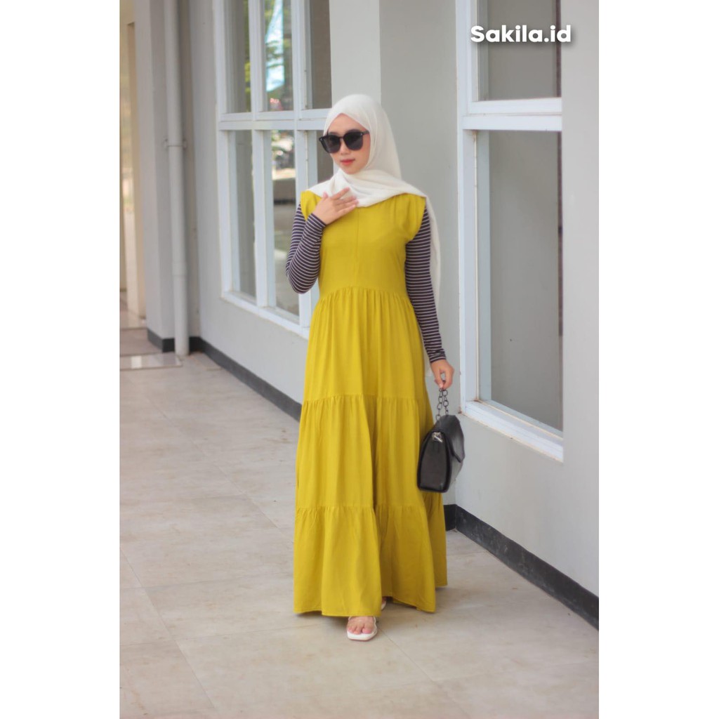 dress wanita lekton bahan rayon polos