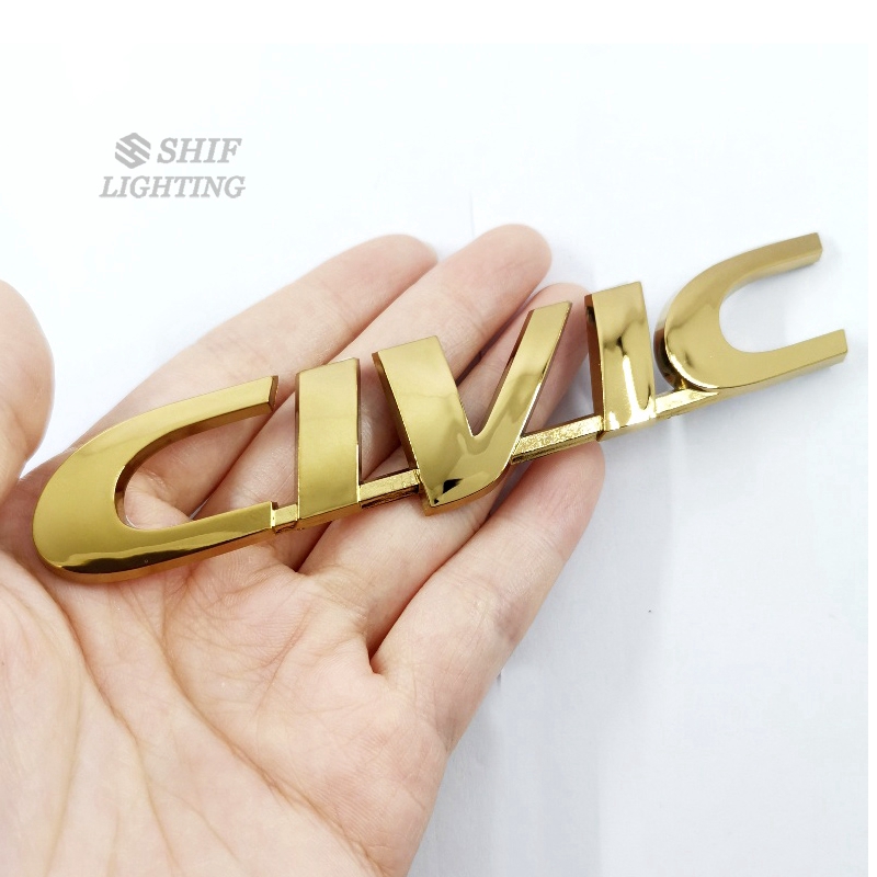 1pc Stiker Emblem Logo Honda Civic Bahan Abs Warna Gold Untuk Bagasi Belakang Mobil