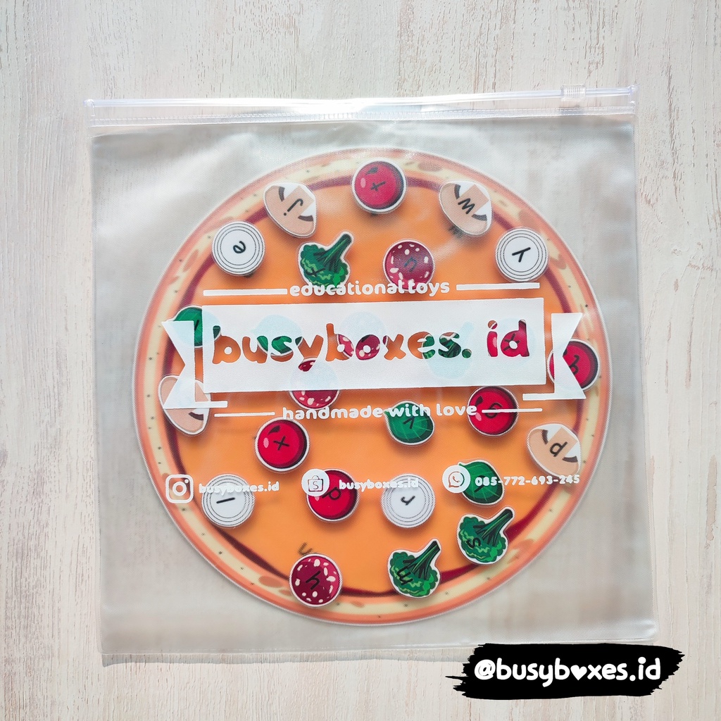 [busyboxes.id ] KECIL Busy Page busypage mainan edukasi preschool pizza huruf kecil aktivitas anak pra sekolah