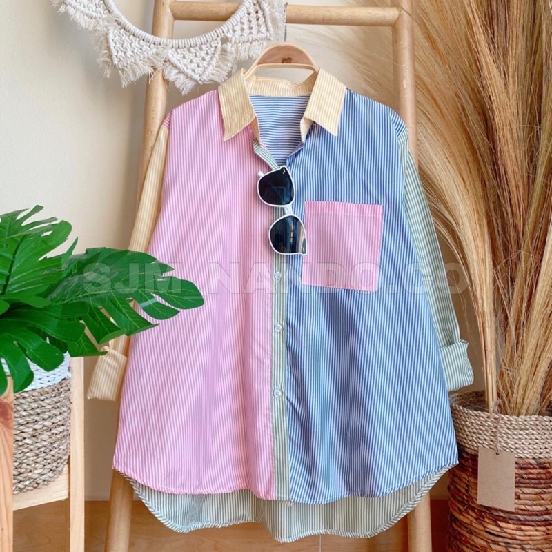 NANDO KEMEJA SUZY WARNA WARNI BAHAN KATUN POPLIN IMPORT PREMIUM LENGAN PANJANG 066-KUNING 066