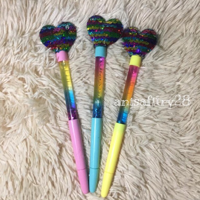 

pulpen glitter lucu unicron dan love