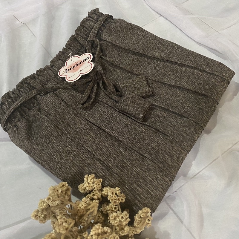 ROK PLISKET SEMI WOLL POLOS| ROK PLISKET SEMI WOL FORMAL | ROK PLISKET SEMI WOLL KERJA-POLOS SMOKE