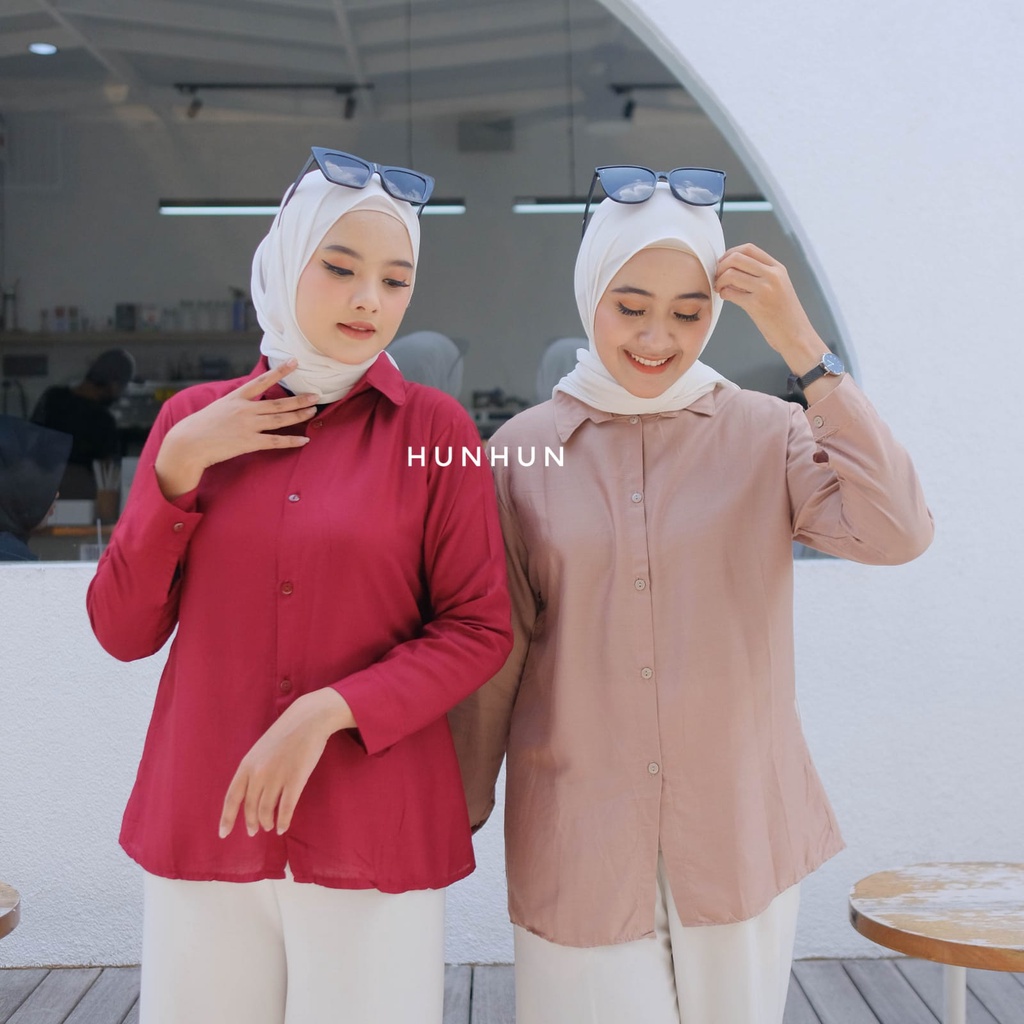 Maudy Shirt / (Rayon) Kemeja Basic Polos Rayon Pusatgrosir_solo/ Kemeja Atasan Murah Wanita Hits MAUDY KEMEJA KATUN RAYON // KEMEJA WANITA