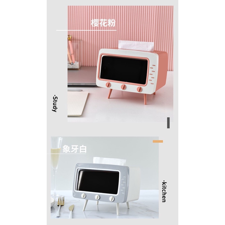 Tempat Tissue + Tempat HP Bentuk TV Lucu Model Korea