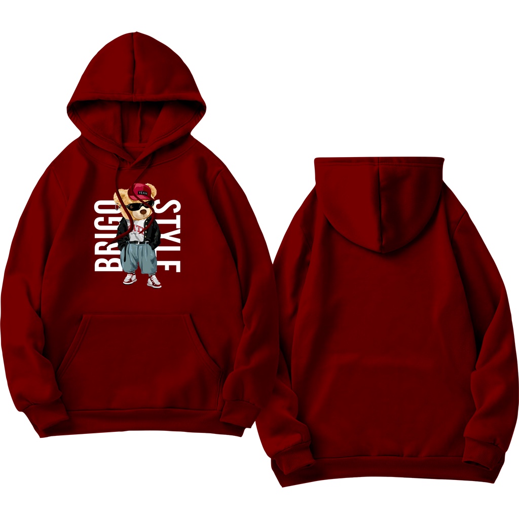 BRIGO Jumper Hoodie Beruang Style II Sweater Hoodie BRIGO Sablon DTF Fleece Cotton II SIZE M-XXL (Pria &amp; Wanita) Free stiker&amp;Gantungan Kunci