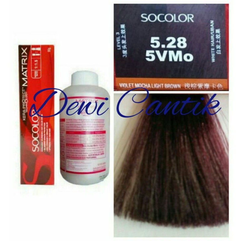MATRIX SOCOLOR NO. 5.28 VIOLET MOCHA LIGHT BROWN DAN OXYDANT