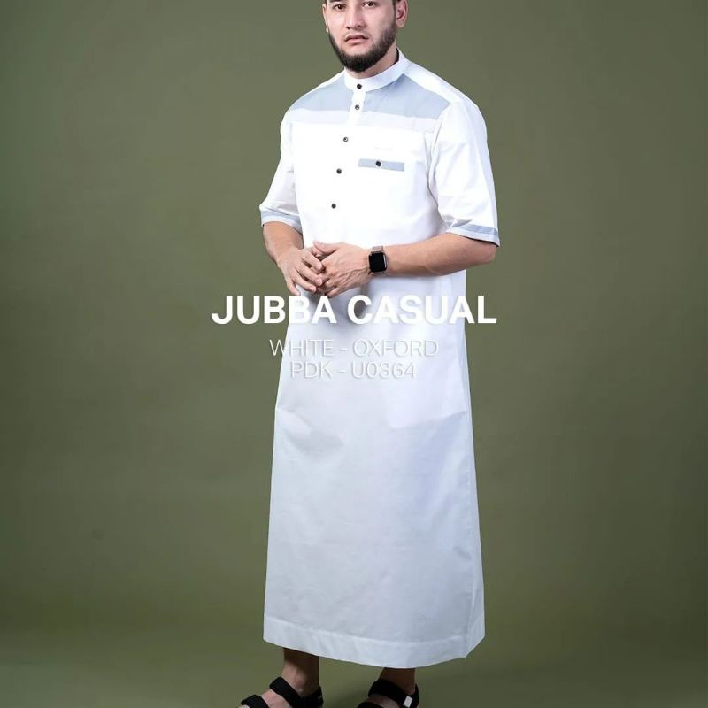 Samase Jubba Jubah Jubbah Casual  U 036 P - White - Oxford - Lengan Pendek