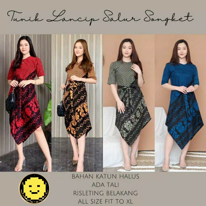 TUNIK BATIK MODERN SONGKET TERBARU / TUNIK LANCIP SALUR SONGKET TUNIK BATIK CANTIK TUNIC BATIK ASIME