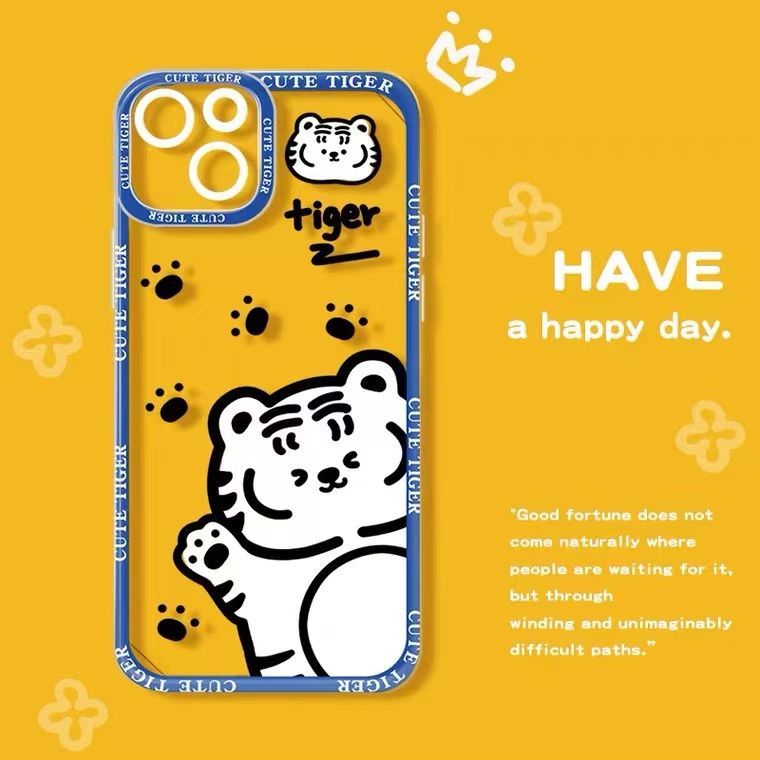 Soft Case Silikon Transparan Motif Harimau Untuk IPhone 11 XS XR X 8 7 6 Plus Mini 14 13 12 Pro Max