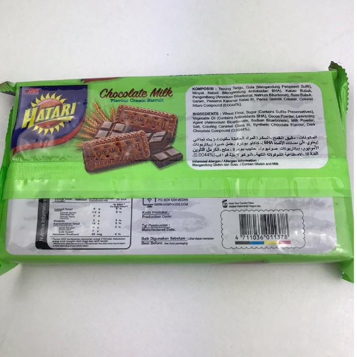 HATARI CHOCOLATE MILK FLAVOUR CREAM BISCUIT 190 g