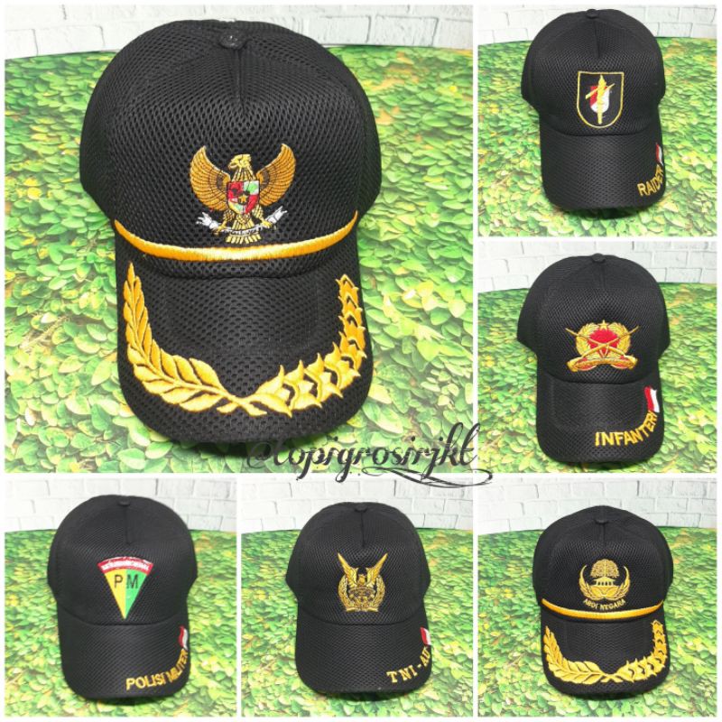 TOPI DOUBLEMASK KORPRI / ABDI NEGARA / RIDER / INFANTERI / POLISI MILITER / TNI -AD / GARUDA / PNS /