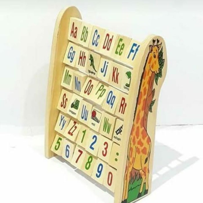 MAINAN EDUKASI KAYU WOODEN TOYS ALPHABETS JERAPAH ABC