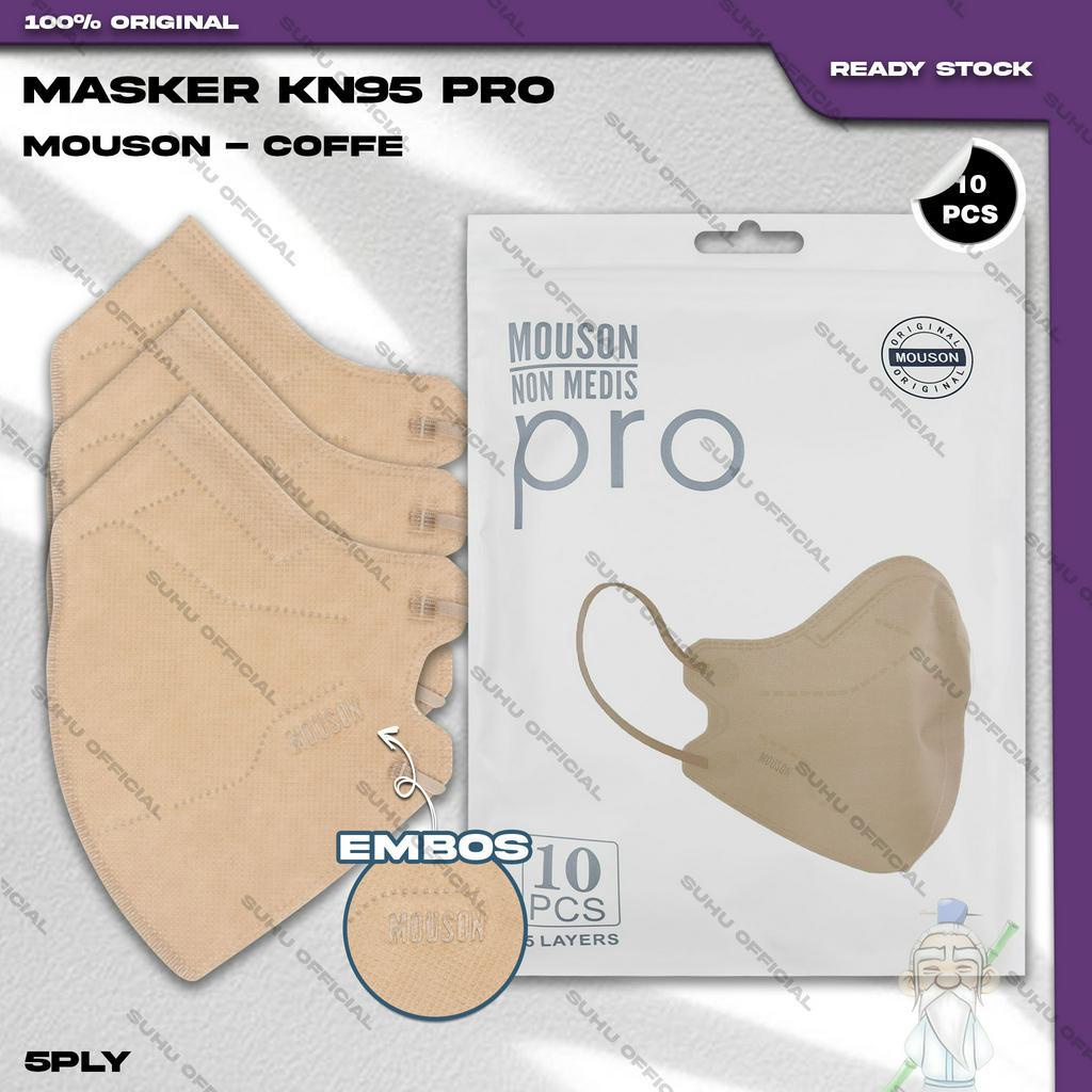 Masker KN95 PRO MOUSON 5Ply Isi 10Pcs Coffe Cream Hybrid KN 95 5 Ply Earloop Surgical Mask Kemenkes