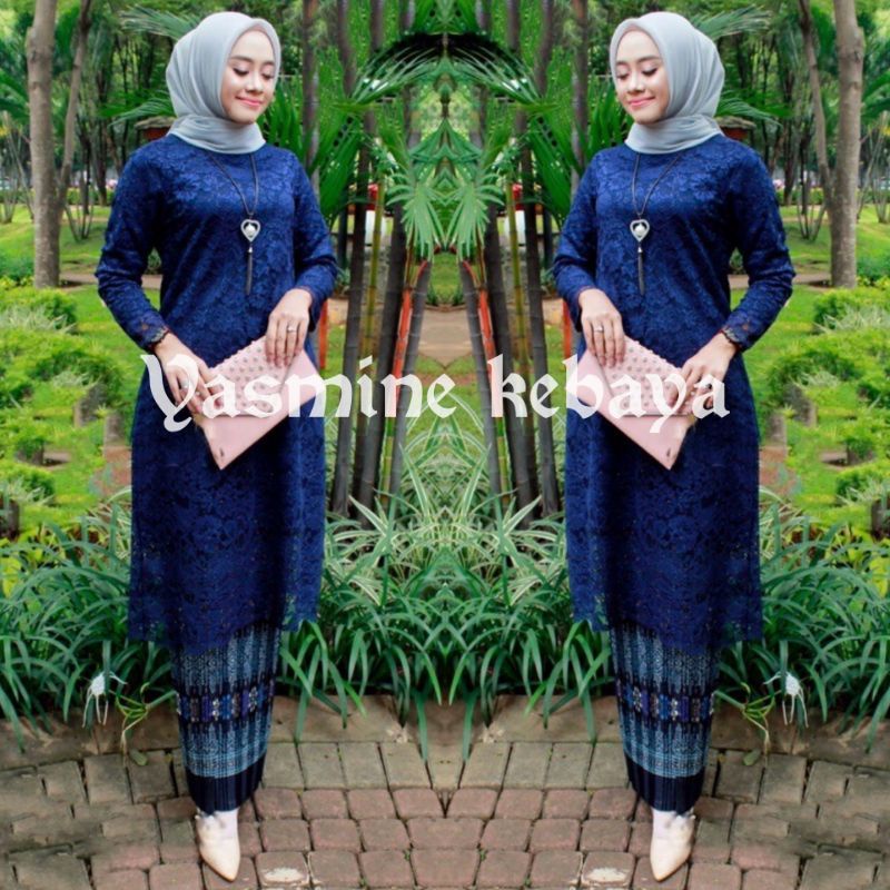 KEBAYA BROKAT TUNIK MODERN / SET TUNIK PUTIH BRUKAT MUSLIM / SETELAN KEBAYA BRUKAT JUMBO / KEBAYA WISUDA-7