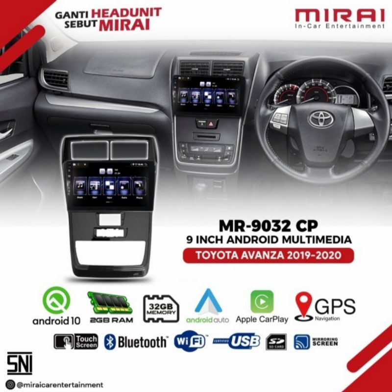 HEAD UNIT ANDROID MIRAI 9032CP AVANZA BARU