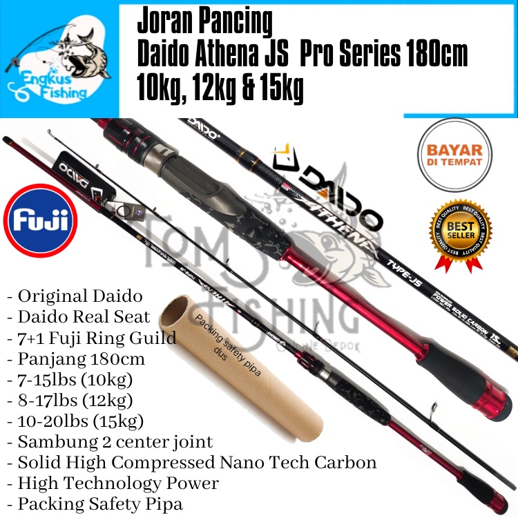 Joran Pancing Daido Athena Pro Series Fuji JS 180cm (12kg &amp; 15kg) Japan Style Power Solid - Engkus Fishing