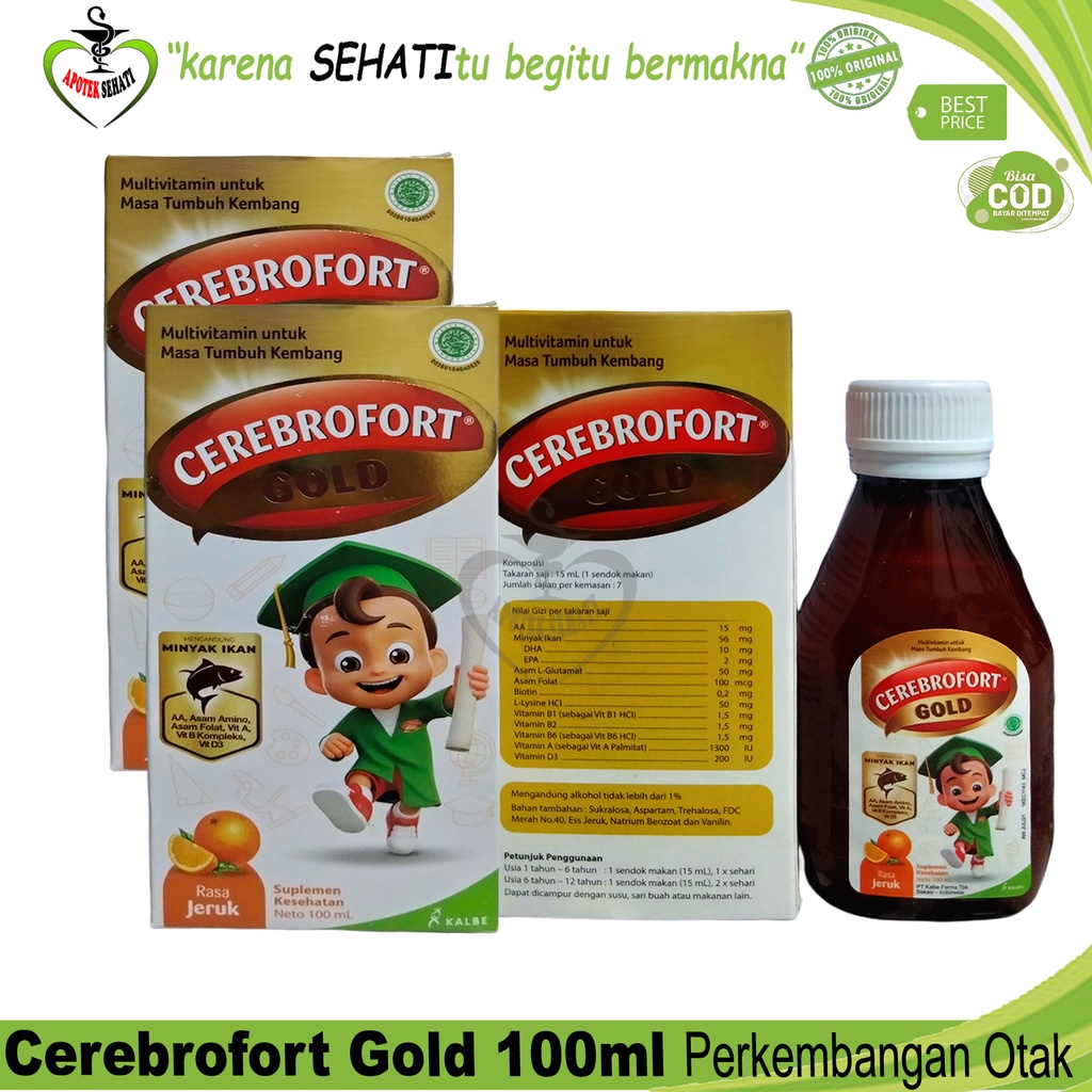 Cerebrofort Gold 100ml Rasa jeruk Vitamin anak