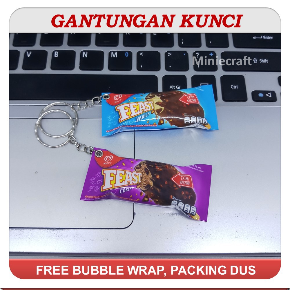 GANCI - GANTUNGAN KUNCI MINIATUR ICE CREAM FEAST ICE CREAM WALLS FEAST