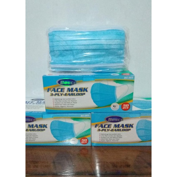 Masker Earloop Besco Biru