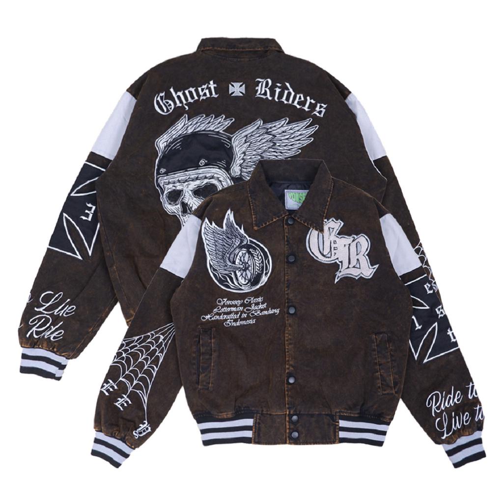 VARSITY JACKET GHOST RIDERS PREMIUM JAKET MOTOR VARSITY JAKET VARSITY MOTOR JAKET VARSITY AMERICAN T
