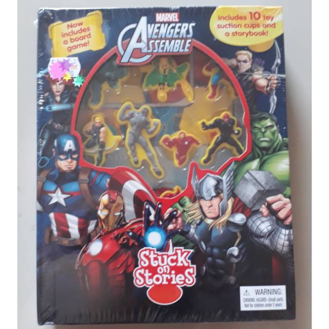 BUKU CERITA ANAK . BIG BAD WOLF . MARVEL AVENGERS ASSEMBLE . STUCK  ON STORIES.INCLUDES A BOARD GAME
