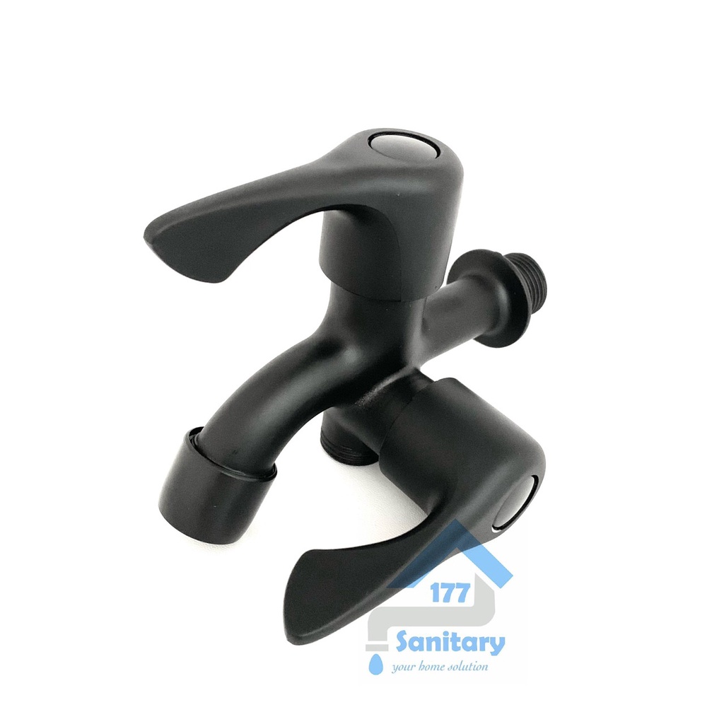 Keran air shower CABANG HITAM 6032A-Kran Air Sower double dua two way faucet stainless bak kamar mandi bathroom /