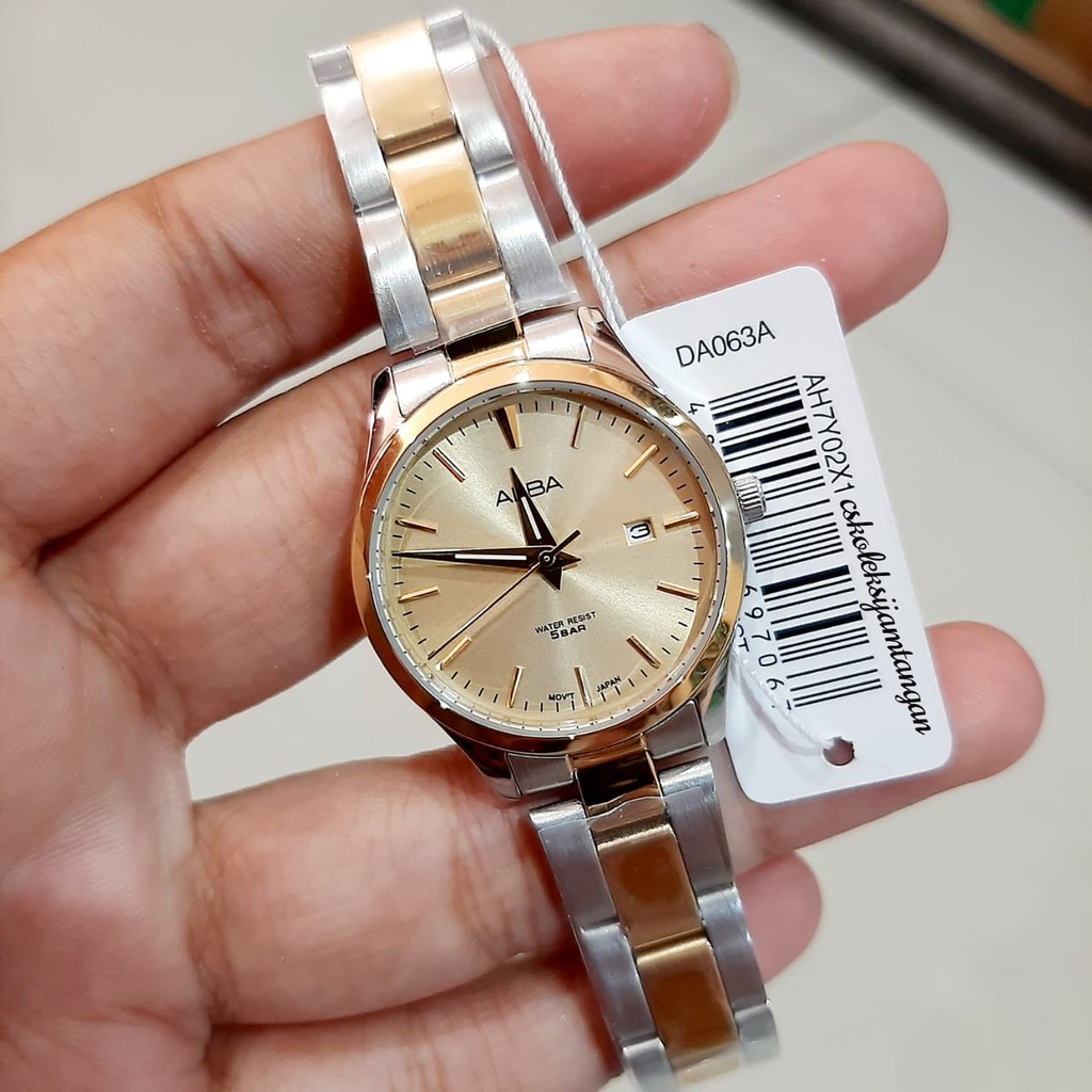 JAM TANGAN WANITA ALBA AH7Y02X1 AH7Y02 SILVER GOLD ORIGINAL BERGARANSI