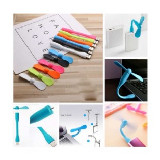 Kipas Angin Mini Portable Flexible Dengan 2 Balingbaling Dan Port USB Mini Fan