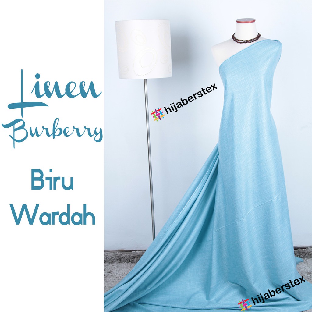 1/2 Meter Kain LINEN BURBERRY Biru Wardah (ecer warna - DC)