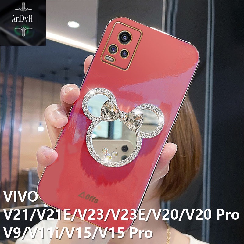 Case Desain Mickey Mouse Aksen Cermin Untuk VIVO Y21 / Y21S / Y21T / Y21G / Y33T / Y33S / Y32 4G / Y21A / Y21 / Y11 / V21