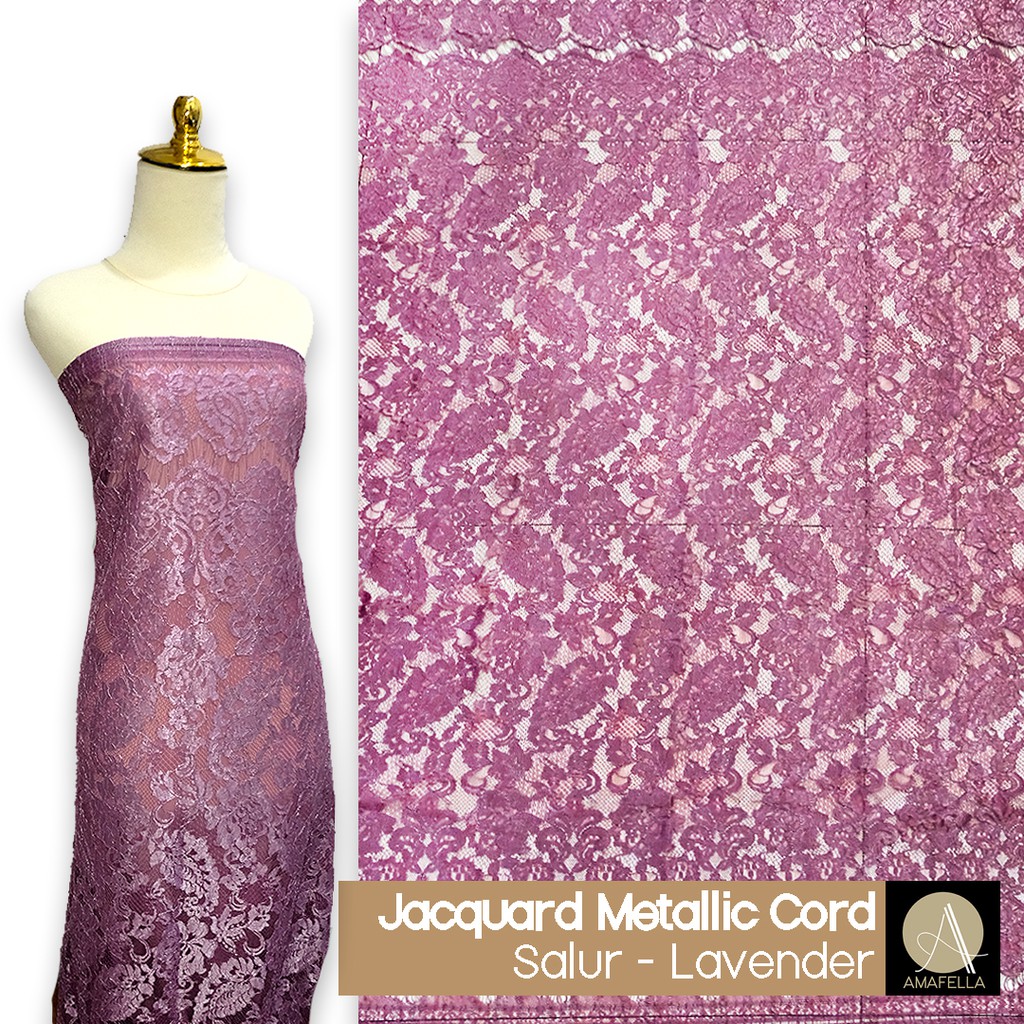 Kain Brokat Brukat Tile Semi Prancis Bahan Kebaya Jacquard Metallic (250x130cm)