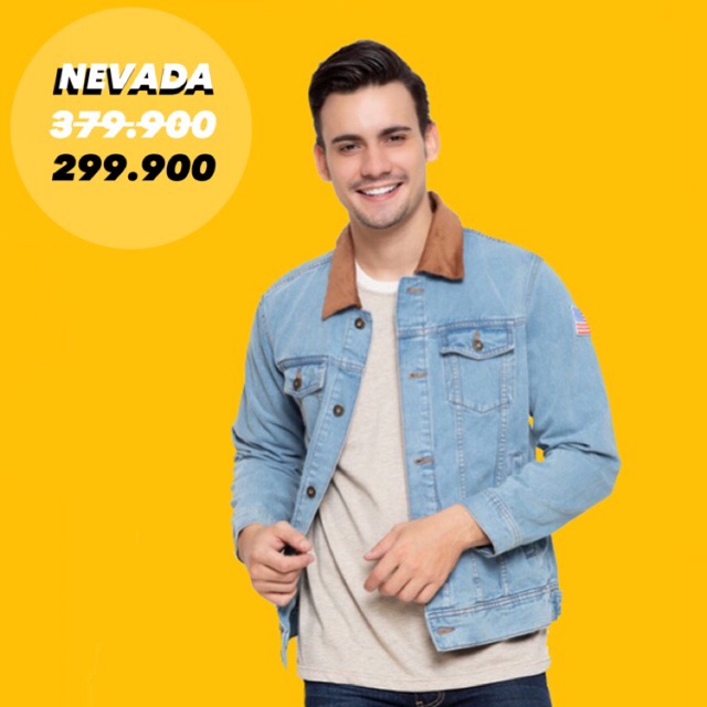 [TURUN HARGA] Nevada Denim Contrast Collar Jacket - Light Denim