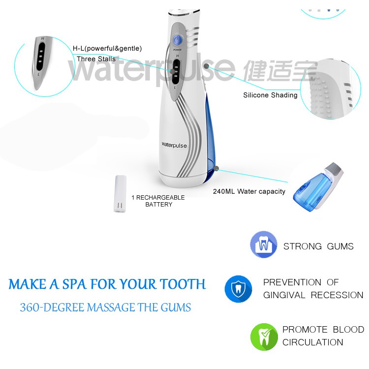 Dental Flosser Alat Semprot Pembersih Gigi - V400Plus - 6HHR01WH White