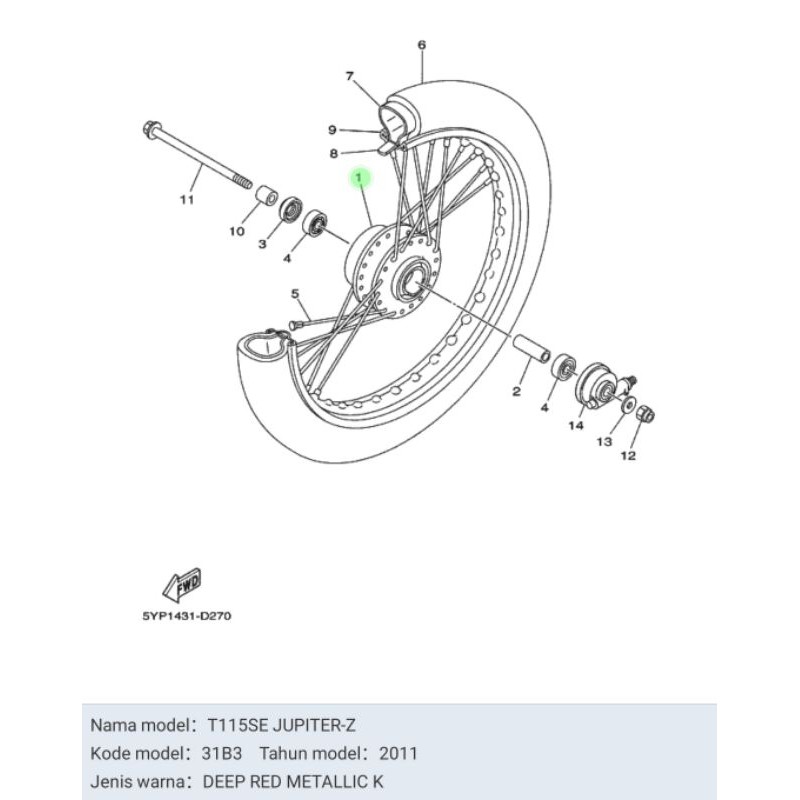 TROMOL DEPAN JUPITER Z NEW VEGA ZR VEGA RR ASLI ORI YAMAHA 5D9 F5111 00