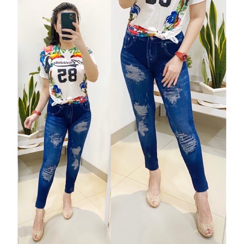 LEGGING JINS WANITA/LEGGING RIPED JEANS/LEGGING JEANS/LEGGING WANITA