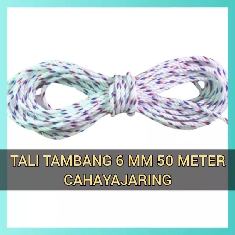 TALI TAMBANG PLASTIK 6 MM 50 METER / TALI TAMBANG PPD 6MM /TAMBANG 6 MM / TALI PENGIKAT MOBIIL DAN FUSO